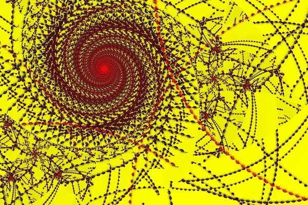 Resumo imagem fractal do computador de curvas em espiral no infinito sobre um fundo amarelo — Fotografia de Stock