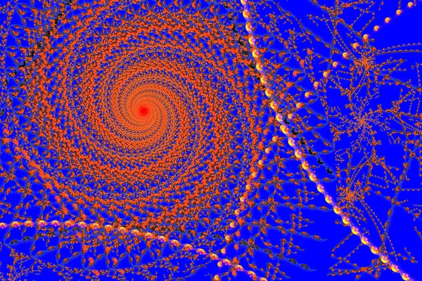 Resumo imagem fractal do computador de curvas em espiral no infinito sobre um fundo azul escuro — Fotografia de Stock
