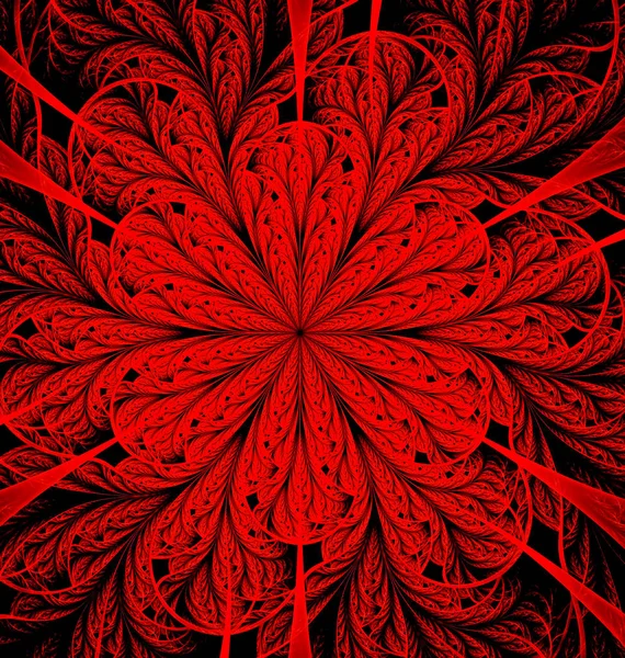 Resumo fractal, uma imagem gerada por computador de uma flor vermelha tecida de espigas de trigo símbolo de sucesso e riqueza — Fotografia de Stock