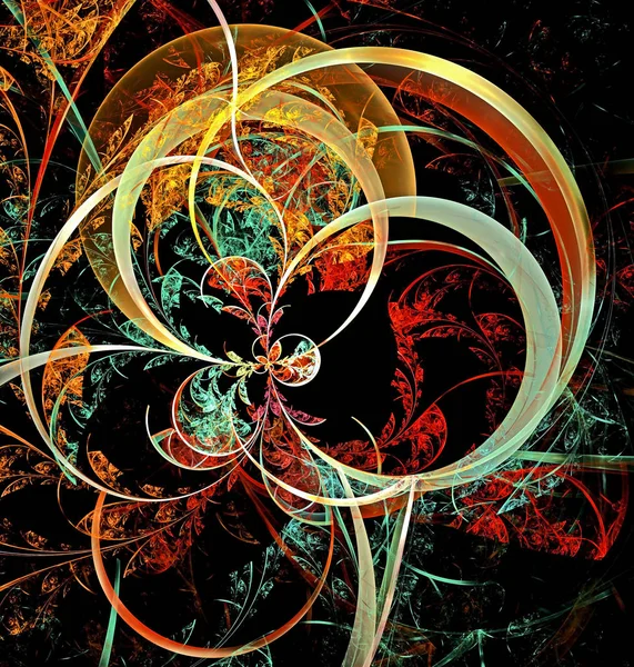 Heldere multi-color abstracte fractal achtergrond van cirkels en geometrische elementen. Mooie abstracte fractal om individuele groepen van objecten te markeren. — Stockfoto