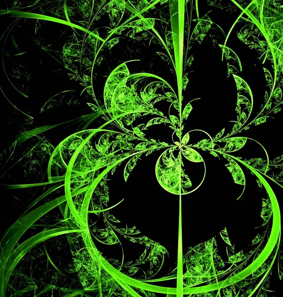Яскраво-зелений абстрактний фрактальний фон з кіл і геометричних елементів. Красивий абстрактний фрактал для виділення окремих груп об'єктів . — стокове фото
