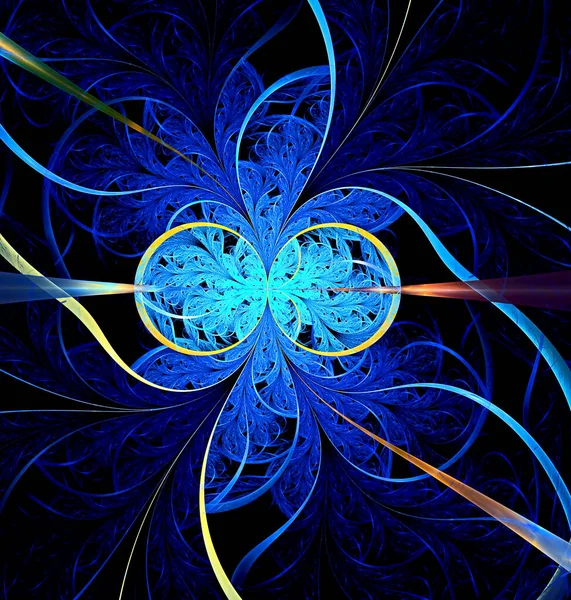 Fundo fractal abstrato brilhante de sinal de infinito azul brilhante e elementos geométricos. Bela abstrato brilhante fractal para destacar grupos individuais de objetos . — Fotografia de Stock