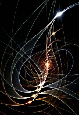 Koyu arkaplan üzerinde çok renkli kemer ve kıvrımların bilgisayar tarafından oluşturulan soyut, fraktal görüntüsü