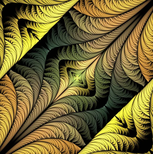 Fondo fractal abstracto multicolor brillante de elementos geométricos similares al tejido de cintas brillantes de seda. Hermoso fractal abstracto para resaltar grupos individuales de objetos . — Foto de Stock