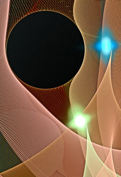 Abstrakt, fraktal, datorgenererad bild av flerfärgade valv och kurvor på en mörk bakgrund — Stockfoto
