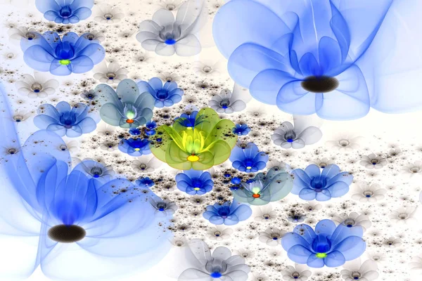 Fractal Abstracto Brillando Flores Pintura Fractal Multicolor Sobre Fondo Claro — Foto de Stock
