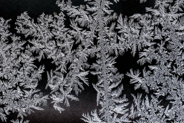 Frosty Naturligt Mönster Ett Vinterfönster Textur Frostiga Mönster Dendritisk Bildstruktur — Stockfoto