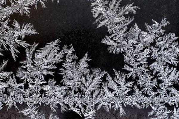 Frosty Natural Pattern Winter Window Texture Frosty Patterns Dendritic Image — Stock Photo, Image