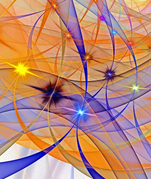 Imagen Abstracta Fractal Generada Por Computadora Arcos Curvas Multicolores Sobre —  Fotos de Stock