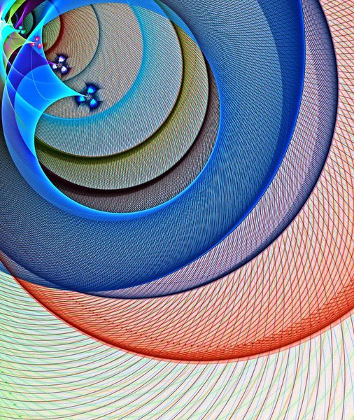 Abstract, fractal, computer-generated image of multi-colored geometric shapes, curves and lines resembling the direction of Suprematism on a light background — Stockfoto