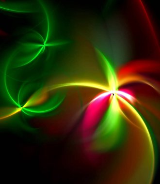 Uzay için koyu bir arkaplan üzerinde parlak bir gökkuşağının soyut, fraktal, bilgisayar görüntüsü, Yıldız Duvar Kağıdı