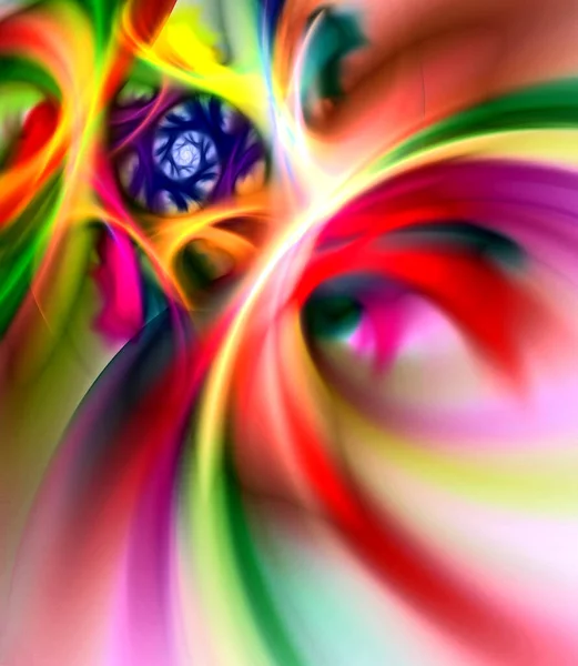 Абстрактное Фрактальное Компьютерное Изображение Яркой Радуги Светлом Фоне Космоса Звезда — стоковое фото