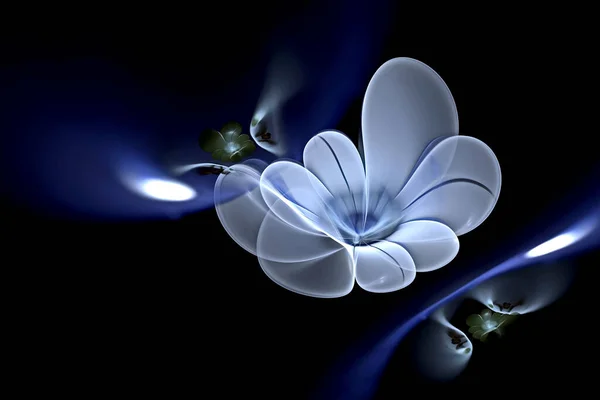 Абстрактні фрактальні 3d квіти на темному тлі. Різнокольорове фрактальне зображення — стокове фото