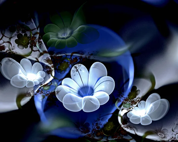 Αφηρημένη Fractal Λαμπερό Λουλούδια Πολύχρωμη Fractal Ζωγραφική Μαύρο Φόντο Μαγικό — Φωτογραφία Αρχείου