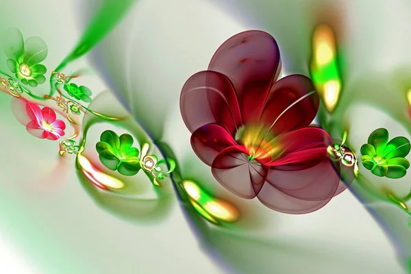 光を背景に抽象的なフラクタル3D花を咲かせます。多色フラクタル画像 — ストック写真