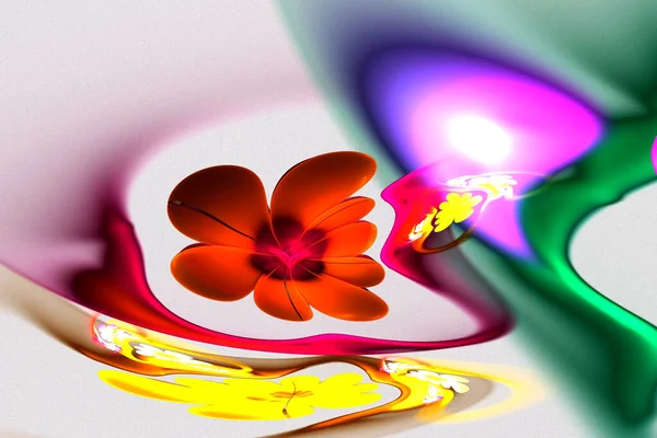 Flores fractales abstractas 3d sobre un fondo claro. Imagen fractal multicolor — Foto de Stock