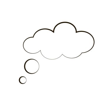 Bulut düşünceler simgesi beyaz arka plan üzerinde