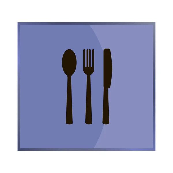 Messer Gabel Löffel Vorhanden Tischdekoration Vektorsymbol — Stockvektor