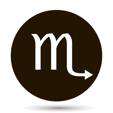 Akrep burcu. Daire içinde astrolojik sembolü simgesi. 