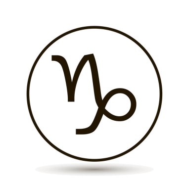 Oğlak Burcu. Daire içinde astrolojik sembolü simgesi. 