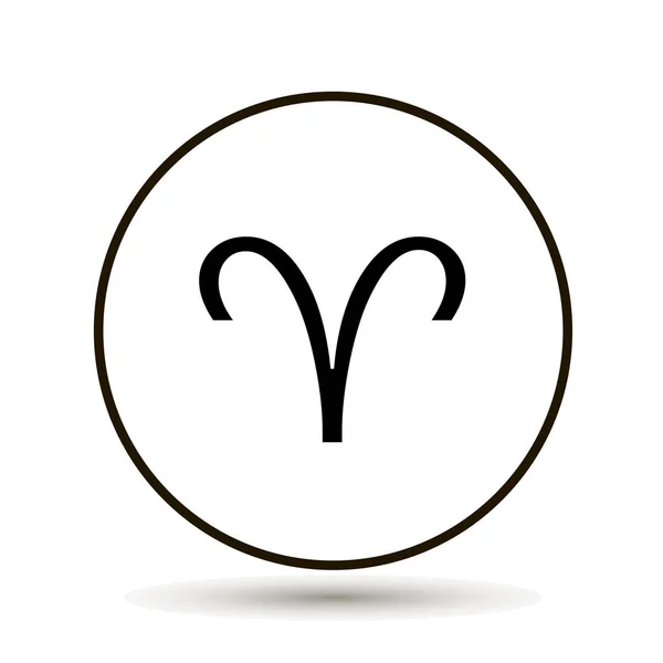 Aries znamení zvěrokruhu. Astrologický symbol ikonu v kruhu. — Stockový vektor