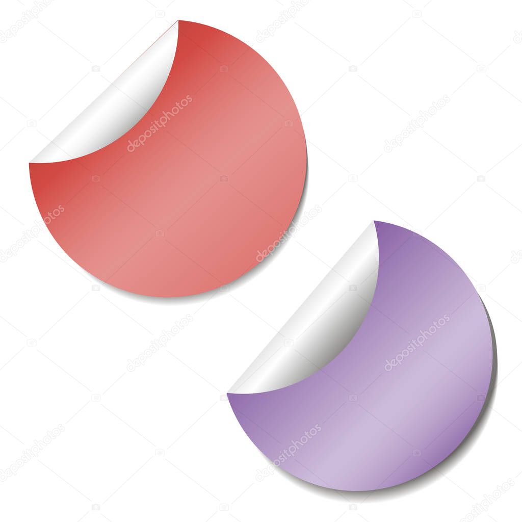 Set of blank colored stickers. Empty promotional labels.