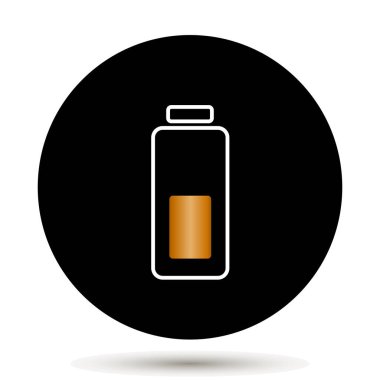 Orta seviye batarya şarj seviyesi göstergesi. Siyah arka plan üzerine.