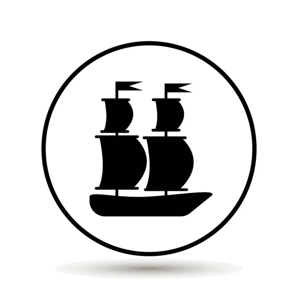 Barco, barco. Velero sobre fondo blanco — Vector de stock