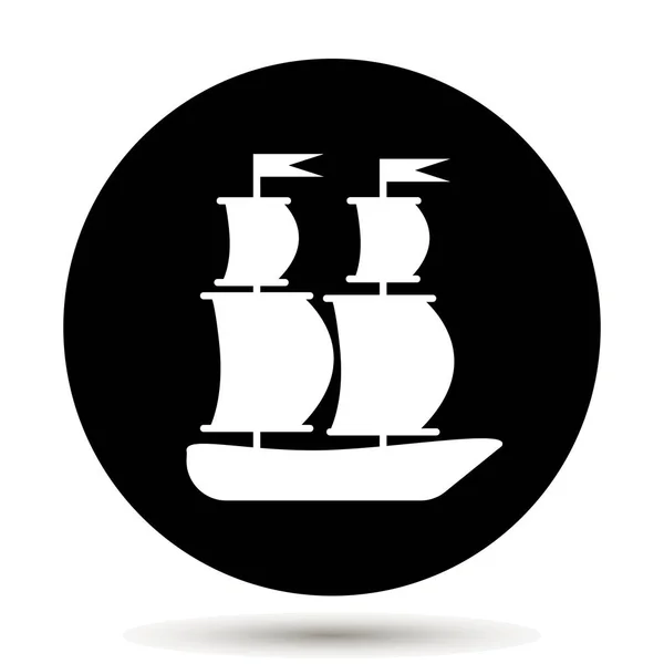 船、ボート。黒い背景に帆船 — ストックベクタ