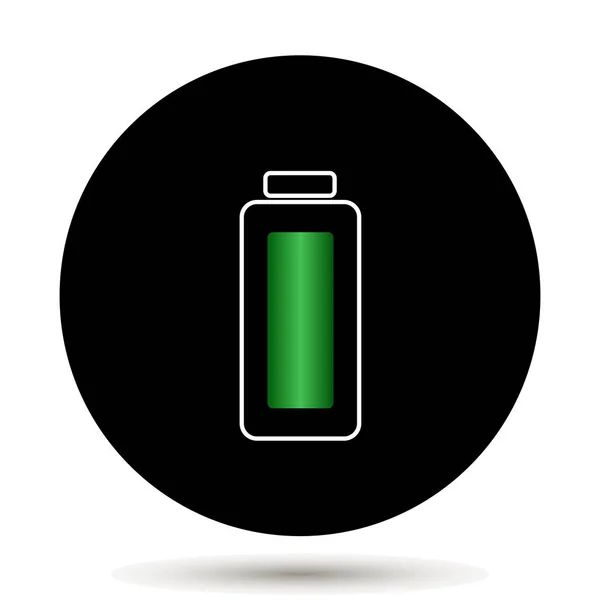 Indicatore di livello di carica della batteria a pieno livello. Su sfondo nero . — Vettoriale Stock