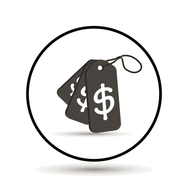 Etiqueta de compras definida com ícone de sinal de dólar, design plano. Etiquetas, etiqueta —  Vetores de Stock