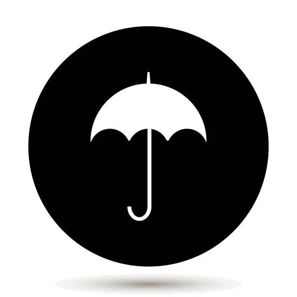 Paraguas Icono vector diseño plano sobre fondo negro — Vector de stock