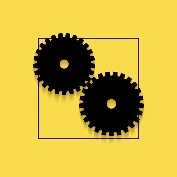 Two gears on a yellow background. Vector illustration — Stock Vector