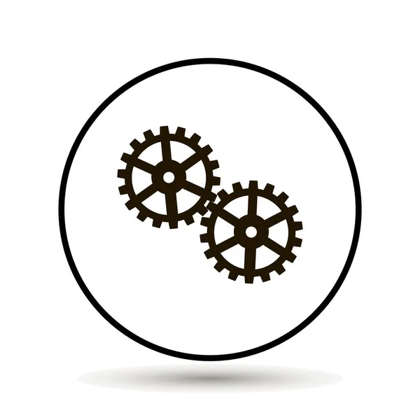Två kugghjulet, platt designstil på vit bakgrund — Stock vektor