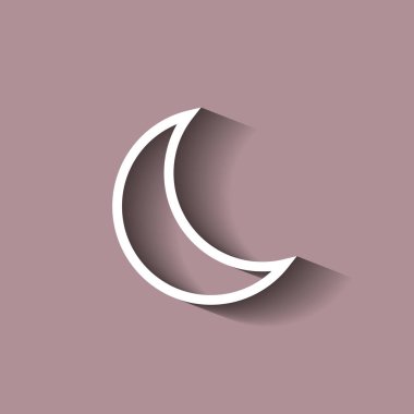Vector moon icon with shadow. Sleep icon clipart
