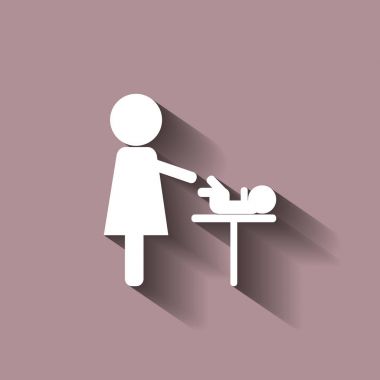 Anne ve bebek simgesi. Bebek bakım odası sembolü. Anne ve çocuk ro