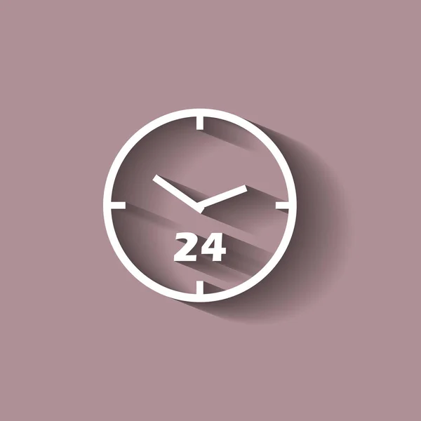Ρολόι, χρόνος, εικονίδιο, λεπτό, 24. Εικονίδιο του φορέα με σκιά. — Διανυσματικό Αρχείο