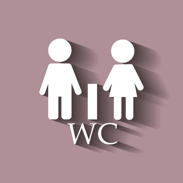 トイレ/トイレのドア プレート アイコン。男性と女性。シャドウとベクトル — ストックベクタ