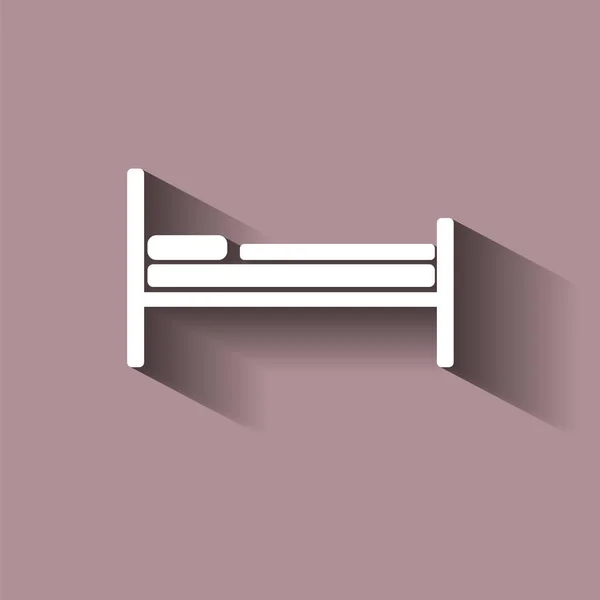 Icono de vector cama. Habitación de hotel. Icono de cama con sombra — Archivo Imágenes Vectoriales