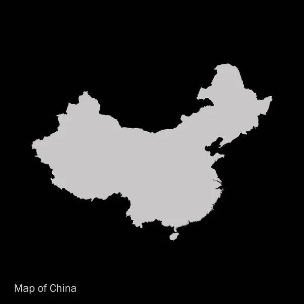Leere China-Karte auf isoliertem schwarzem Hintergrund. Flachporzellan Karte — Stockvektor