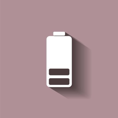 Pil simgesi vektör. Pil düşük şarj düzeyi sembollerin. Vektör çizim gölge ile