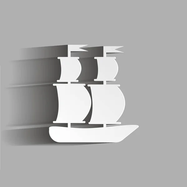 Nave Barca Nave Vela Illustrazione Con Disegno Ombra — Vettoriale Stock
