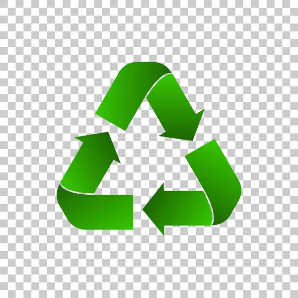 Reciclar signo verde aislado. Icono plano. Ilustración vectorial . — Vector de stock
