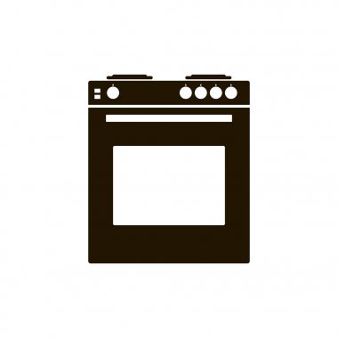 Fırın için bir mutfak ile vektör simge gaz sobası. W üzerinde siyah Ocak