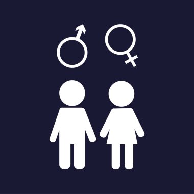 Erkek ve kadın vektör simgesi. Bir erkek ve bir kadın sembolü. Ve