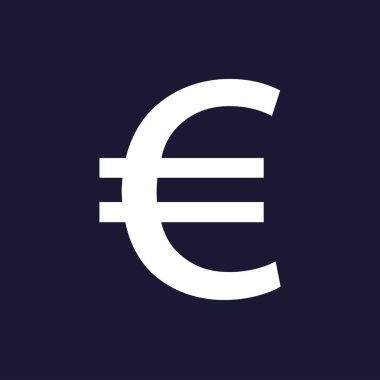 Euro simgesi vektör görüntüsü. Koyu mavi b beyaz vektör simgesine