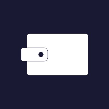 Vektör görüntü bir cüzdan. Koyu mavi backgro beyaz vektör simgesine