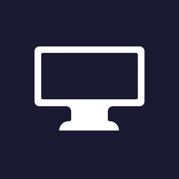 Vector image of monitor, TV set. White vector icon on dark blue