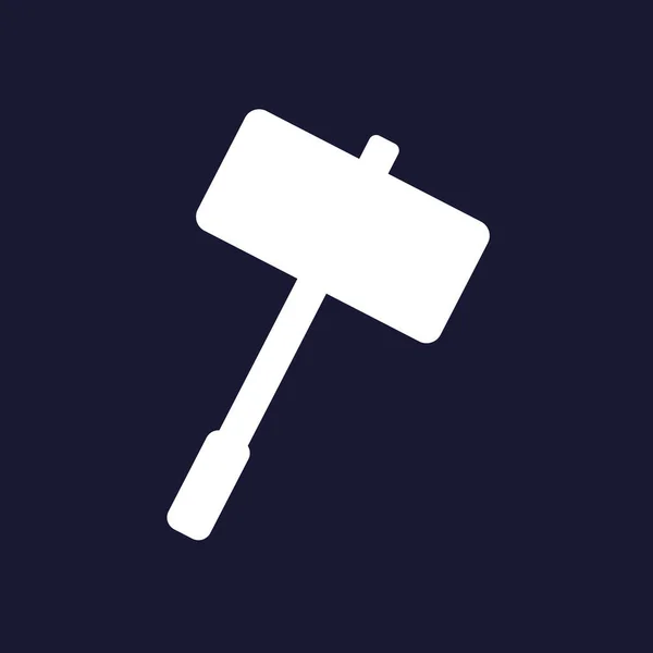 Vektorbild eines Hammers. weißes Vektorsymbol auf dunkelblauem Backgro — Stockvektor