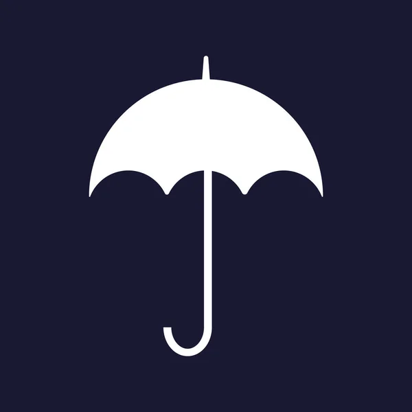 Paraguas Icono vector de diseño plano. Icono de vector blanco en blu oscuro — Vector de stock